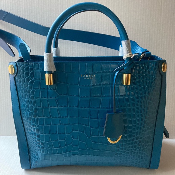RADLEY LONDON Handbags - RADLEY LONDON Teal Croc-Embossed Satchel